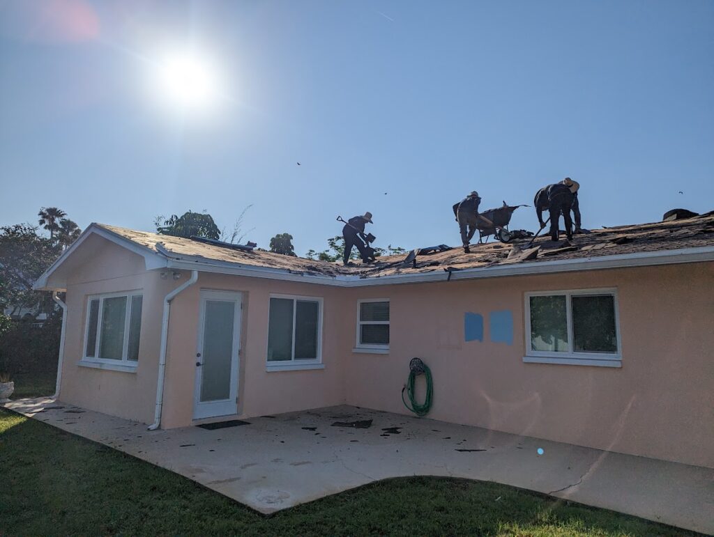 Roofing crew on residential home