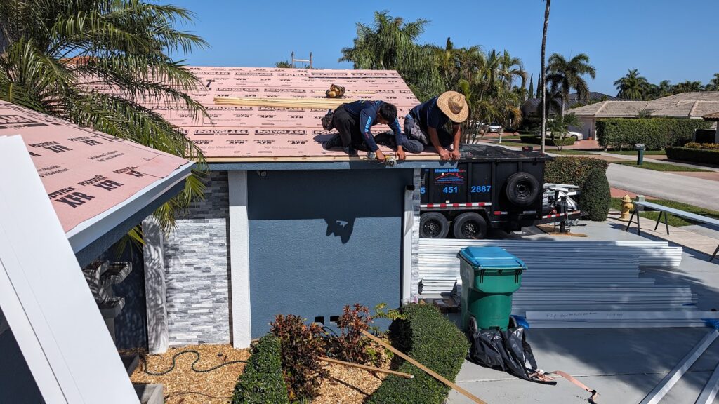 Roof installation on house