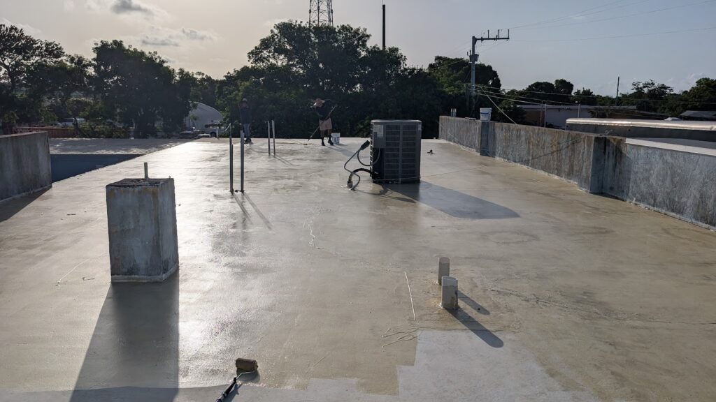 Wet flat roof surface