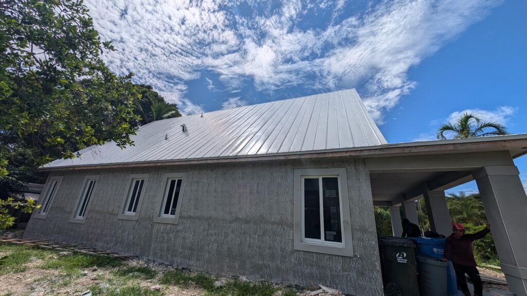 Gray house metal roof